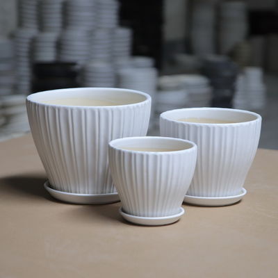 Drenagem Shell Decorative Ceramic Plant Pots do ODM 16cm com pires